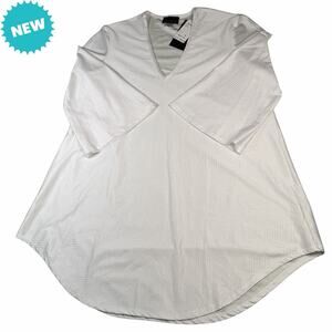 Jordan Taylor Beach Cover Up Women's Medium White Sheer V-Neck Flare Sleeve NEW